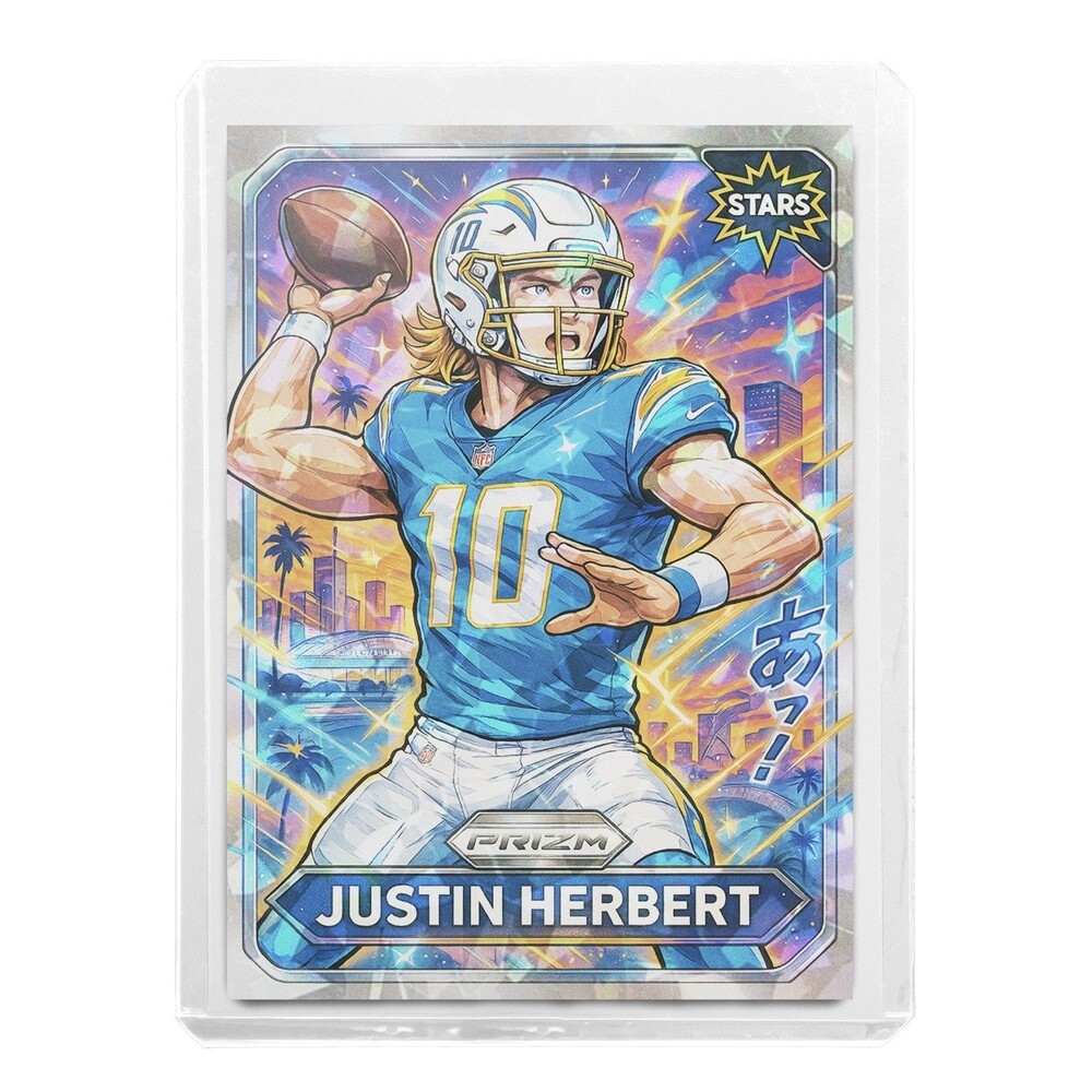 Justin Herbert SP Anime Manga Cracked Ice Holo Trading Card 918 Customs